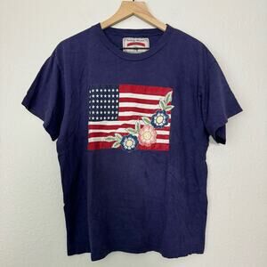 Vintage 90s Red Ridge Mountain Womens USA Patch T-Shirt Short Sleeve Size Medium